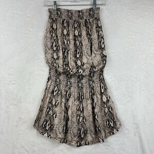 Sofia Womens Dress Brown Black Snake Skin  Strapless Drop Waist Mini S Italy